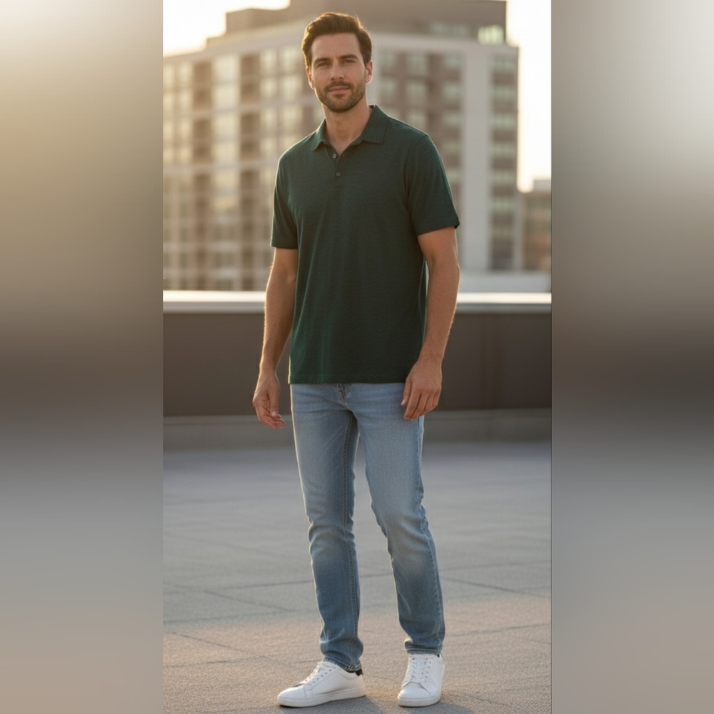 Propel Men's Dark Teal Green Collared Short Sleeve Shirt Size XL